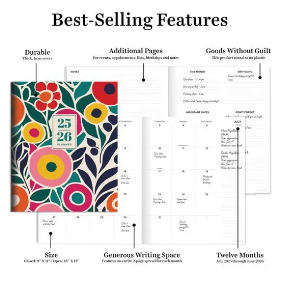 TF Publishing 2025-2026 Charming Flowers Large Monthly Planner {6}