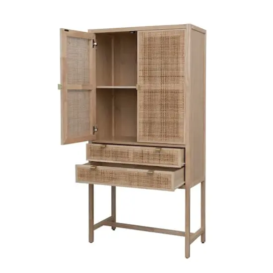 Hello Honey&reg; 6ft. Natural Woven Cane & Wood Cabinet {5}