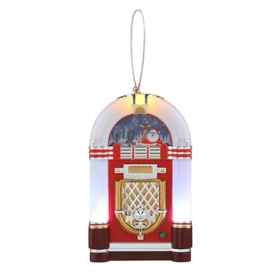Miniature White Vintage Jukebox Ornament {1}