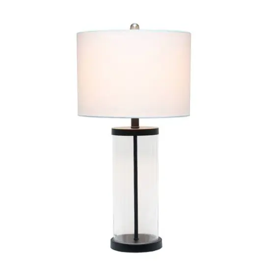 Lalia Home 27.5" Entrapped Glass Table Lamp with White Fabric Shade Black and White {3}