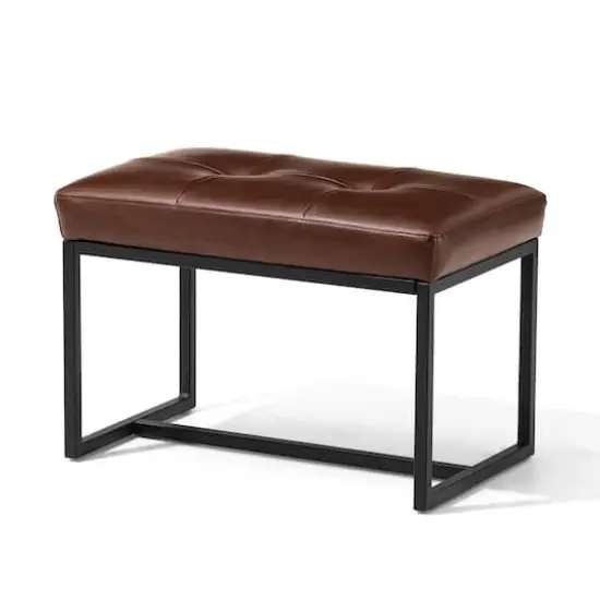 Glitzhome&reg; Modern Thick Leatherette Accent Stool Coffee {1}