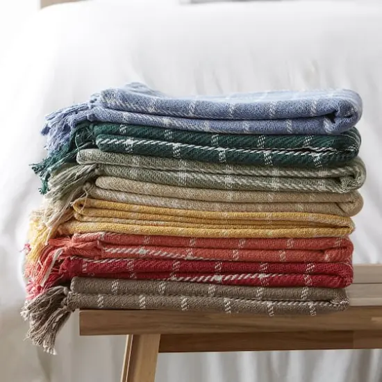 DII&reg; Checked Plaid Throw Artichoke Green {8}