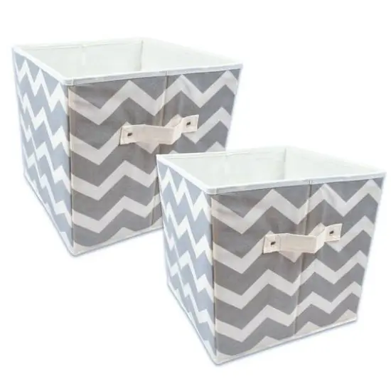DII&reg; 11" Nonwoven Polyester Chevron Storage Cubes, 2ct. Gray {1}