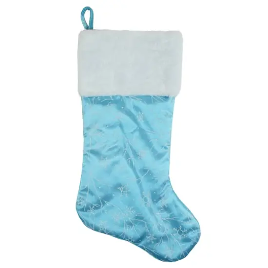 20.5" Glitter Snowflake Christmas Stocking, Blue {1}