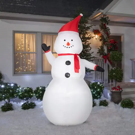8ft. Airblown&reg; Inflatable Snowman with Santa Hat {3}