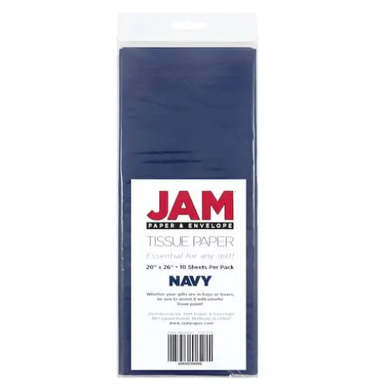 JAM Paper 20" x 26" Tissue Paper, 2 Packs of 10 Sheets Navy Blue {6}