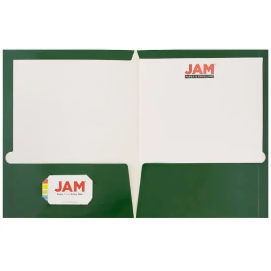 JAM Paper Glossy Laminated Two Pocket Folders, 100ct. Green {5}