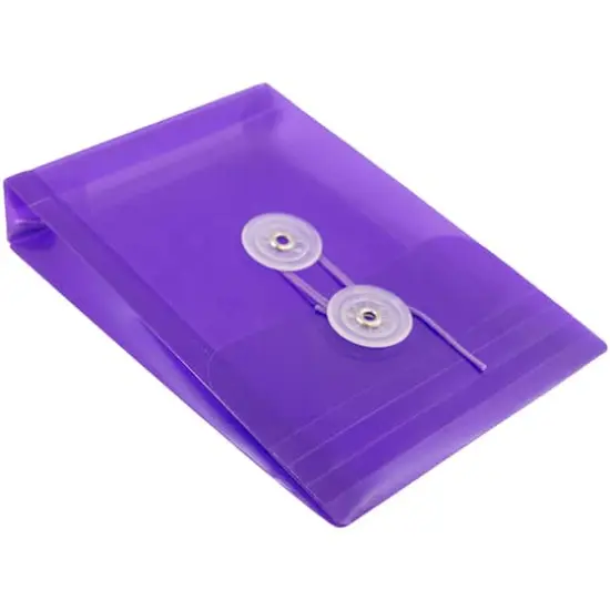 JAM Paper 4.25" x 6.25" Plastic Button & String Tie Closure Envelopes, 12ct. Purple {5}