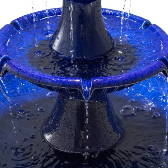 Glitzhome&reg; 45" 3-Tier Ceramic Outdoor Fountain Cobalt Blue {8}