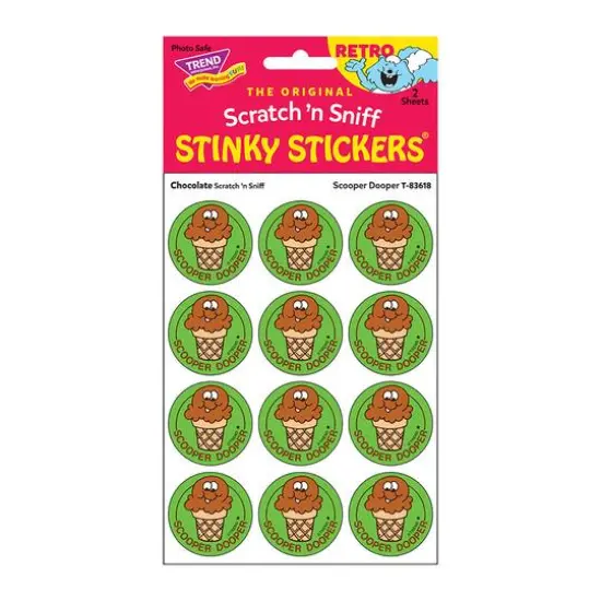 TREND Enterprises&reg; Scooper Dooper Chocolate Scented Stickers, 6 Packs of 24 {3}