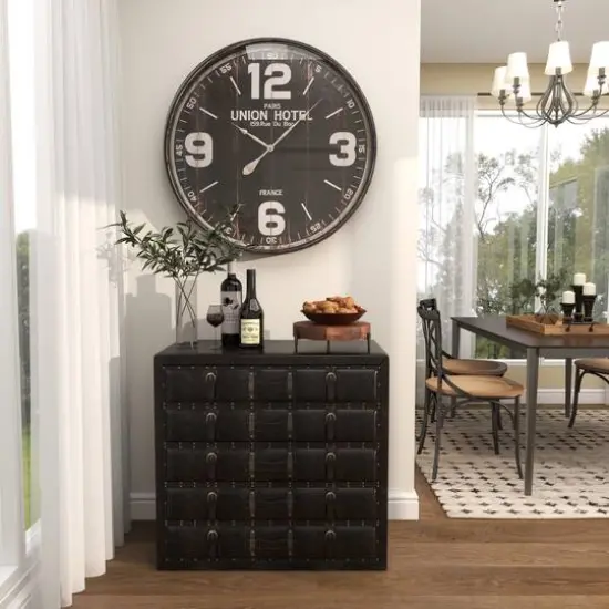 12" Brown Wood Tray with Black Metal Legs {13}