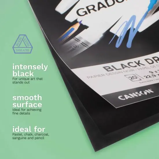 Canson&reg; Graduate Foldover Black Drawing Pad, 9" x 12" {3}