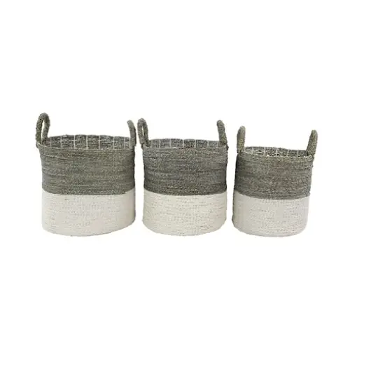 White Seagrass Contemporary Storage Basket Set {5}