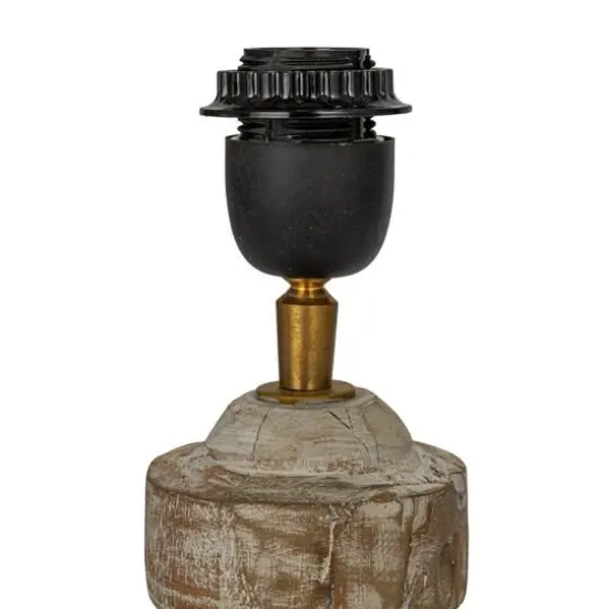 Hello Honey® 18" Whitewashed Reclaimed Wood Pot Table Lamp with Cotton Shade {8}