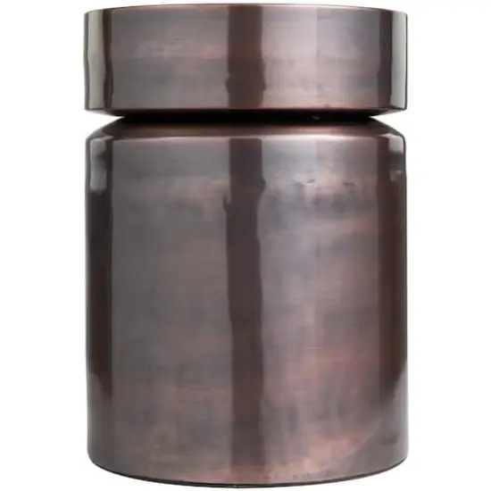 19" Copper Metal Drum Accent Table {3}