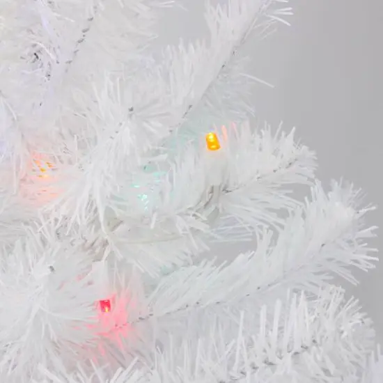 2ft. Pre-Lit Snow White Artificial Christmas Tree, Multicolor Lights {3}