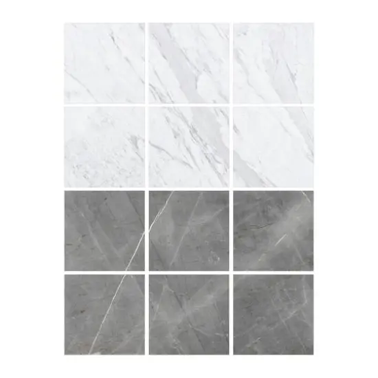 FloorPops Checkered Peel & Stick Floor Tiles Gray Marble {8}