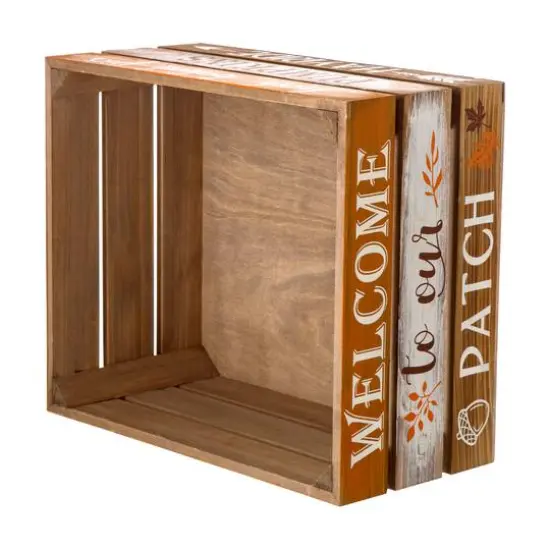 Glitzhome&reg; Wooden Pumpkin Crate Set {14}