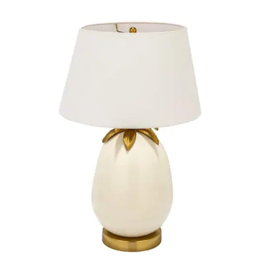 Hello Honey&reg; 22" White & Gold Tropical Table Lamp with Pineapple Detail {1}