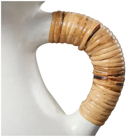 21" White Ceramic Jug Vase with Rattan Wrapped Handles {5}