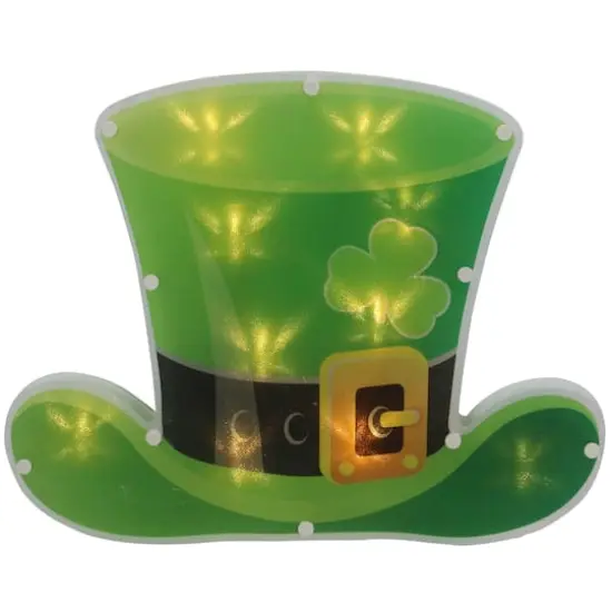 12.5" St. Patrick's Day Leprechaun Hat LED Lighted Window Silhouette {1}