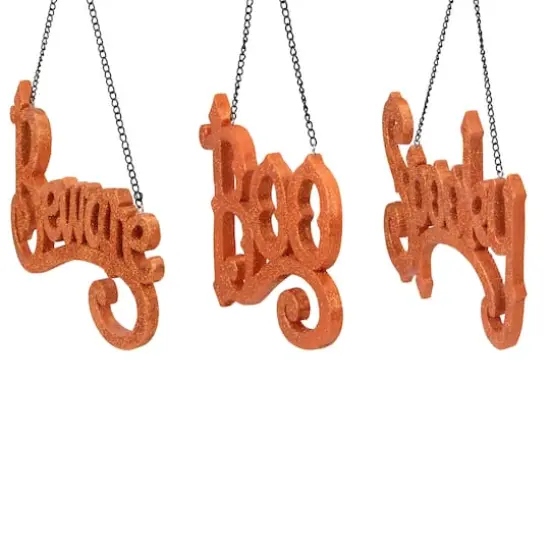 Orange Boo Spooky & Beware Hanging Halloween Decorations {3}