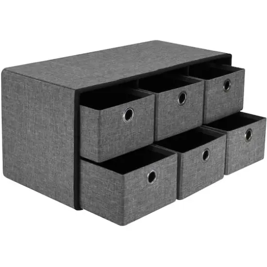 Sorbus 30" Gray Folding Bench with Drawers & Lid {1}