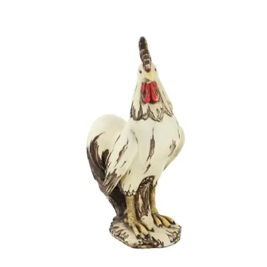 15" White Rooster Garden Sculpture {7}