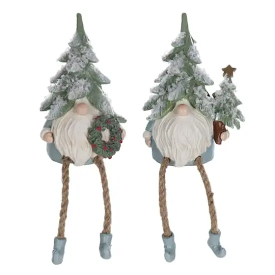 5.5" Pine Tree Gnome Shelf Sitter Figurine Set {3}