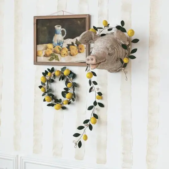 Hello Honey&reg; 16" Hand-Painted Lemon & Leaves Metal Wreath {4}