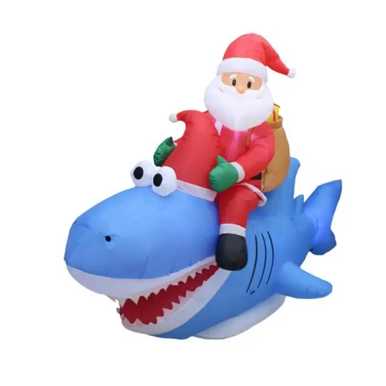 9ft. Inflatable Christmas Santa Riding Shark {3}