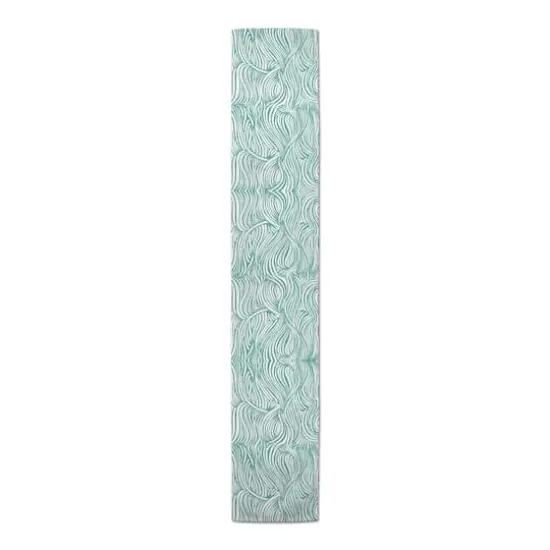 Wave Print Outdoor Table Runner Teal {1}