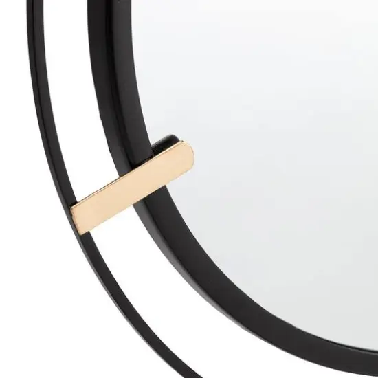 Habitat Thales 23" Black & Golden Circular Wall Mirror {6}