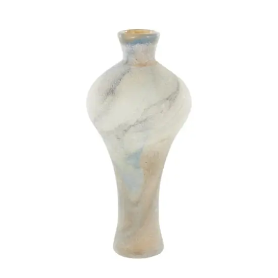 Cream, Tan & Blue Distressed Glass Vase {7}