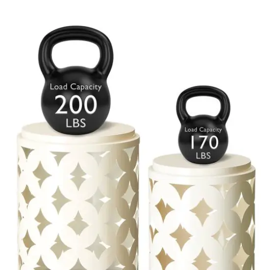 Glitzhome&reg; Modern Heavy Duty Metal Frame Side Table Set Cream White {7}