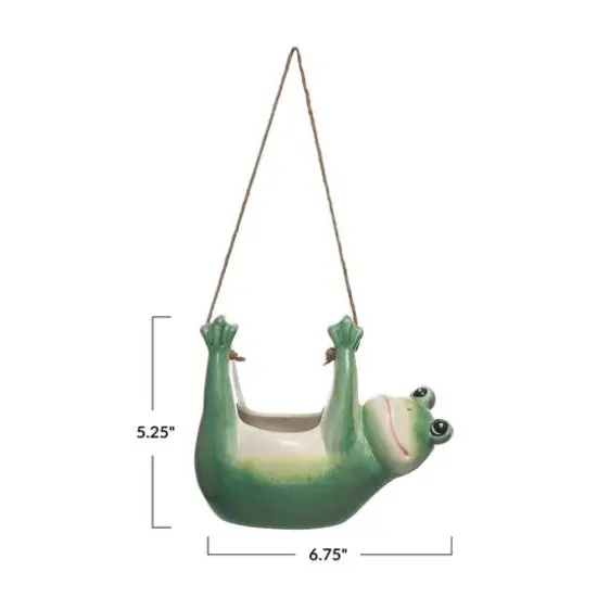 Hello Honey&reg; 6.75" Hanging Ceramic Frog Planter {4}