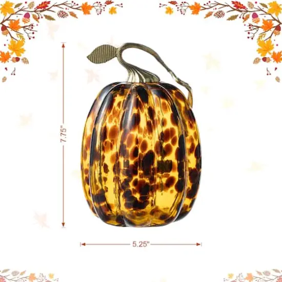 Glitzhome&reg; Amber Dots Glass Pumpkin {4}