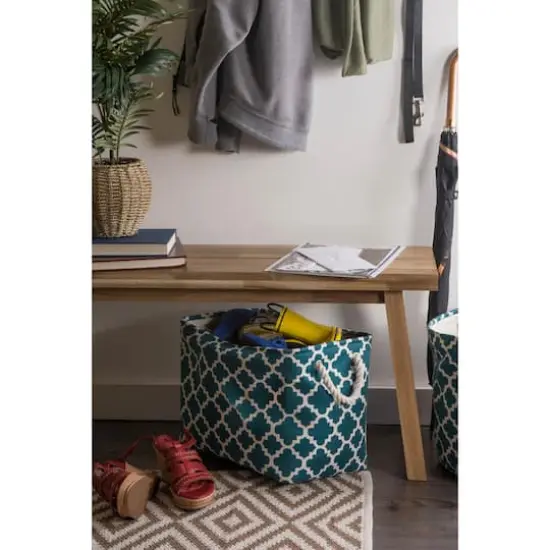 DII&reg; Large Rectangle Lattice Polyester Bin Teal {7}