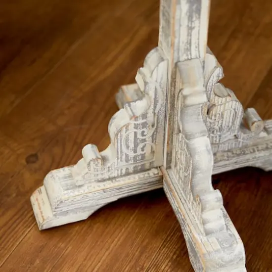 23" White Chinese Fir Farmhouse Accent Table {4}