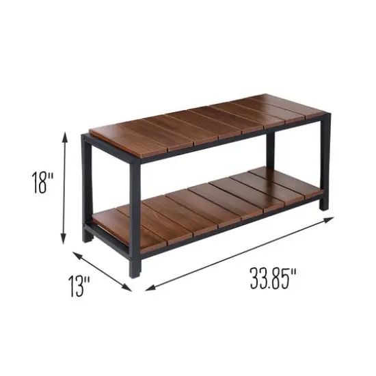 Honey Can Do Walnut 2-Tier Entryway Shoe Bench {11}