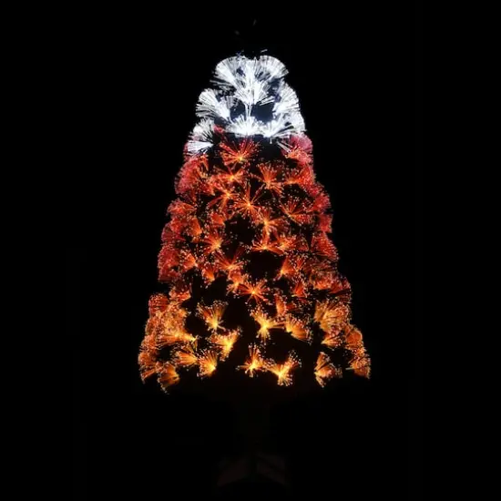 4ft. Fiber Optic Candy Corn Color Lights Black Artificial Halloween Tree {8}