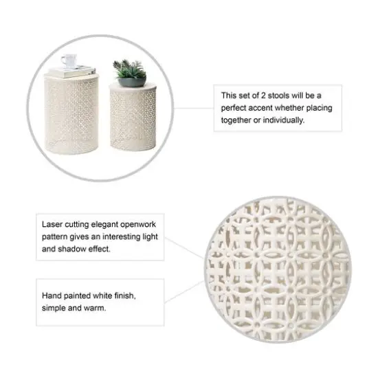 Glitzhome&reg; Multi-Functional Metal Accent Table Set Cream {6}