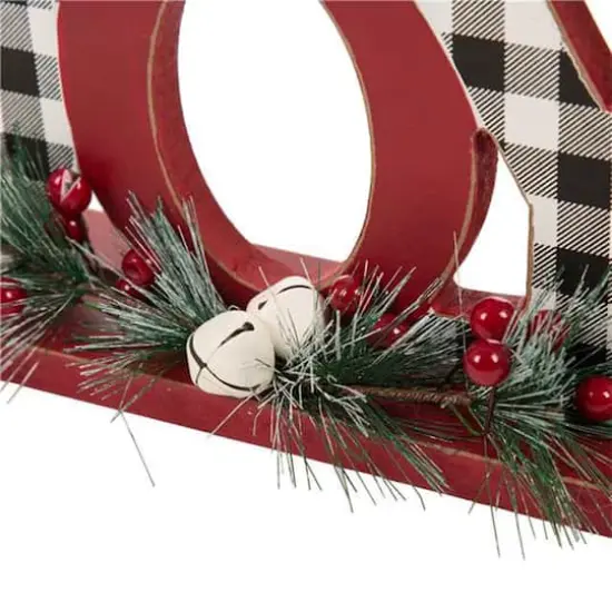 Glitzhome&reg; 11.5" Christmas Wooden Plaid JOY Tabletop D&eacute;cor {4}