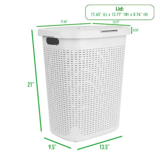 Mind Reader 21'' Hamper Laundry Basket with Cutout Handles White {4}