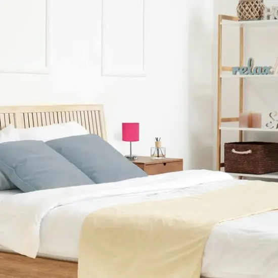 Creekwood Home Nauru 12" Brushed Nickel Petite Metal Stick Table Lamp Hot Pink {7}