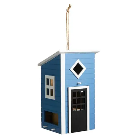 Glitzhome&reg; 14" Modern Blue Wood Garden Birdhouse {1}