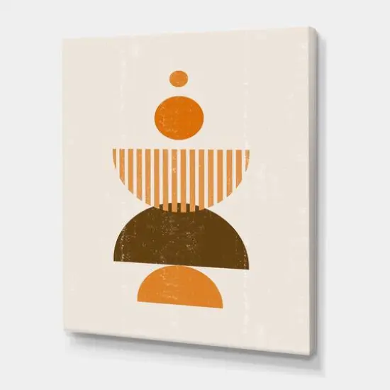 Designart - Abstract Minimal Sun and Moon In Earth Tones I - Modern Canvas Wall Art Print {1}