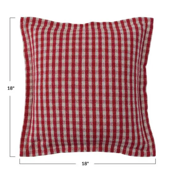 Hello Honey&reg; 18" Red & White Gingham with Flanged Edge Woven Recycled Cotton Pillow {6}