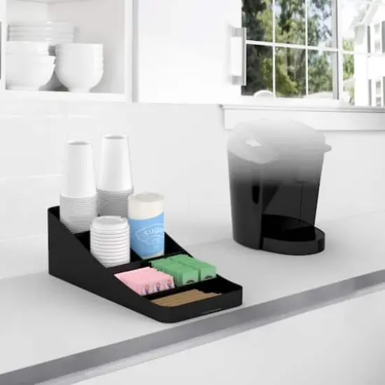 Mind Reader Black 7 Compartment Coffee and Condiment Storage Organizer {3}
