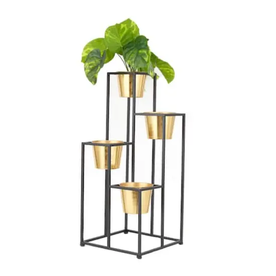 Black Metal Glam Planter, 13" x 13" x 13" {1}